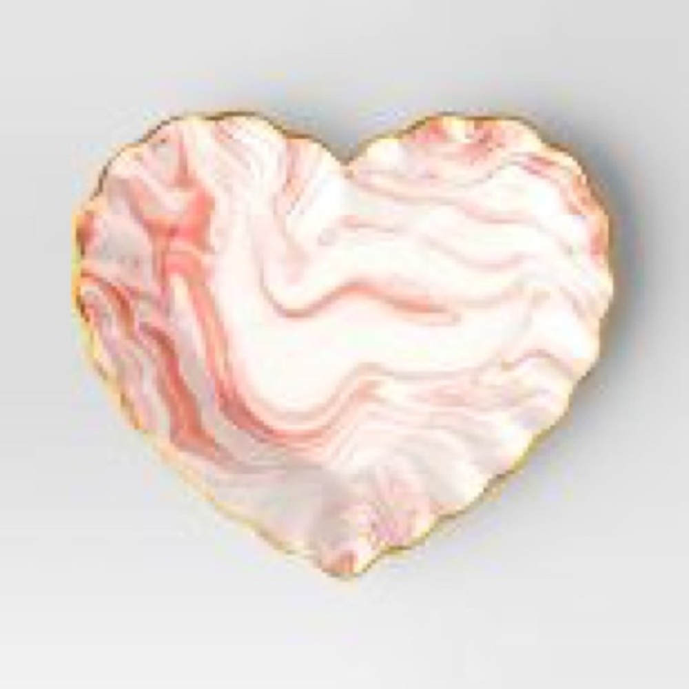 THRESHOLD NWT ceramic marbled heart dish
